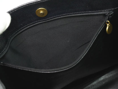 Chanel Vintage Logo Tote Leather, BLACK, LEATHER, Tote bag