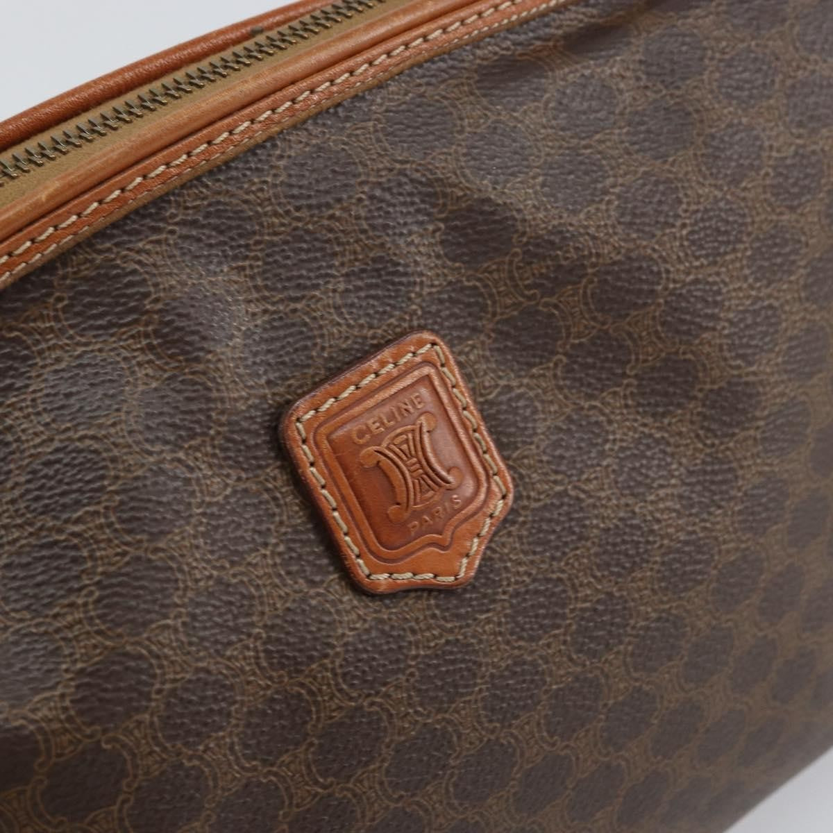 Celine C Macadam Pouch Canvas, BROWN, PVC, Clutche & pouche