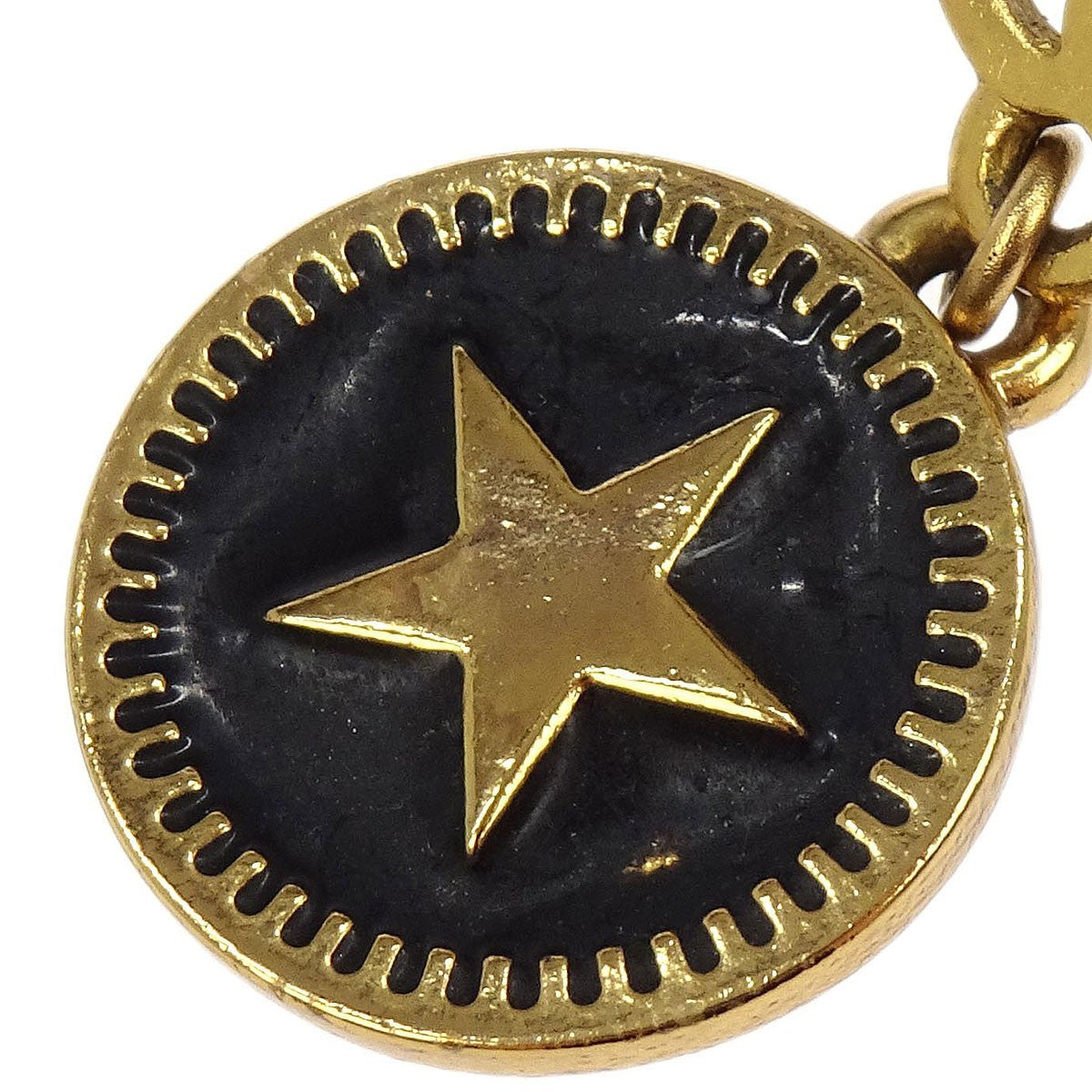 Chanel CC Star Round Drop Earrings Metal with Resin, Gold, Gold Plated, Earrings