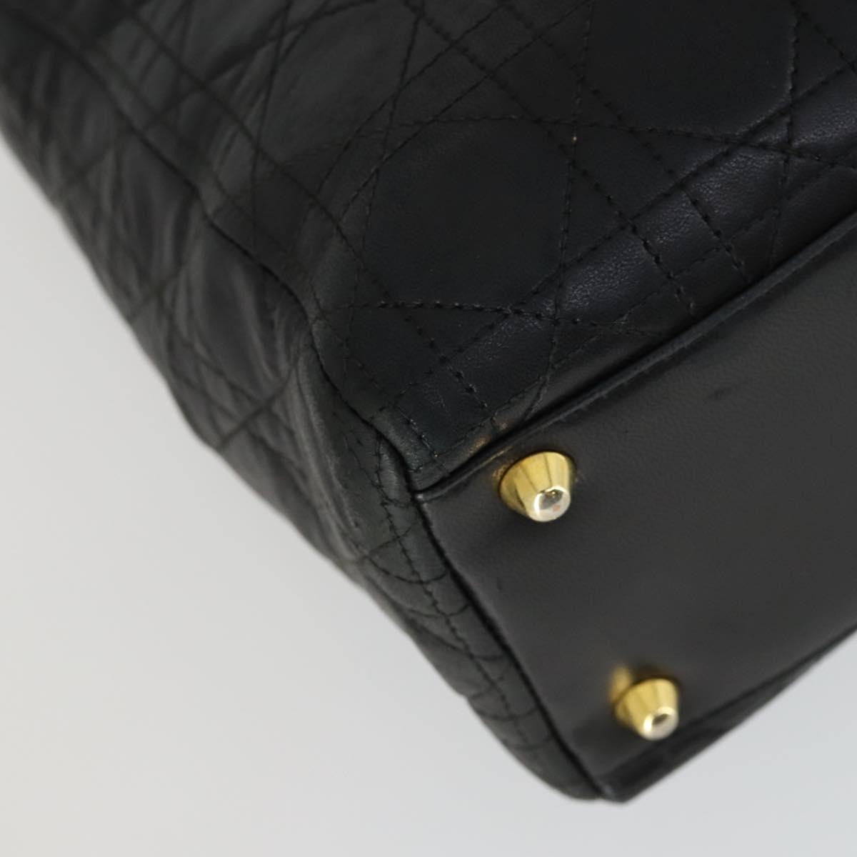 Christian Dior Vintage Lady Dior Bag Cannage Quilt Lambskin, BLACK, LEATHER, Handbag