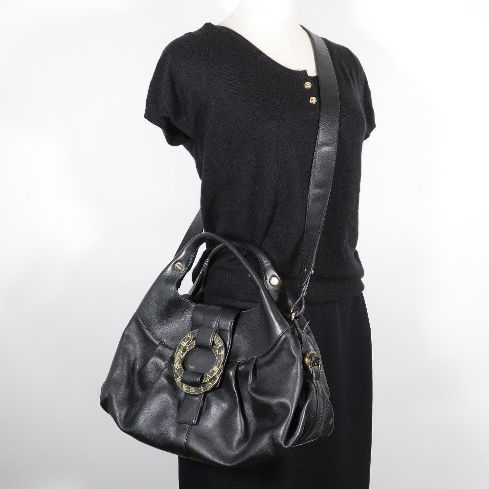 Bvlgari Chandra Hobo Leather, Black, Leather, Handbag