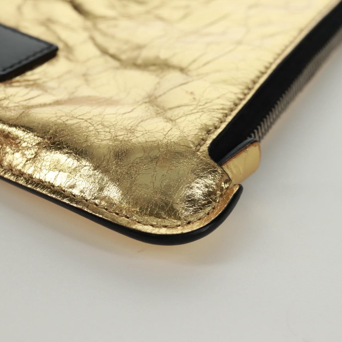 Chanel Feminine Pouch Crinkled Leather, Gold, Leather, Clutch