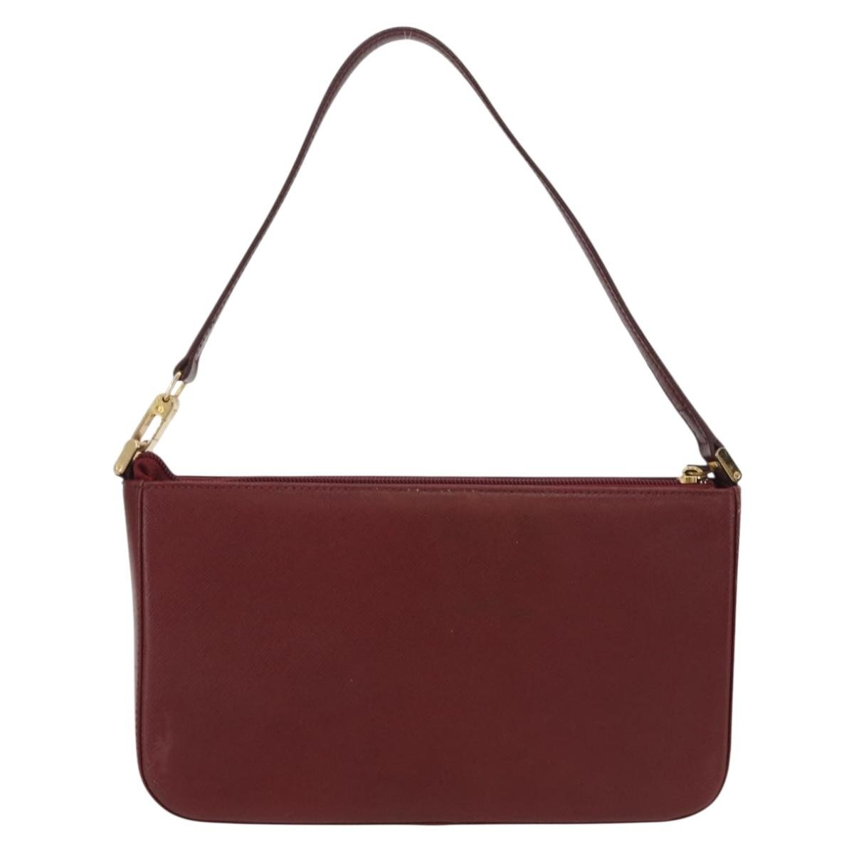 Burberry Vintage Shoulder Bag Leather, BURGUNDY, LEATHER, Shoulder bag