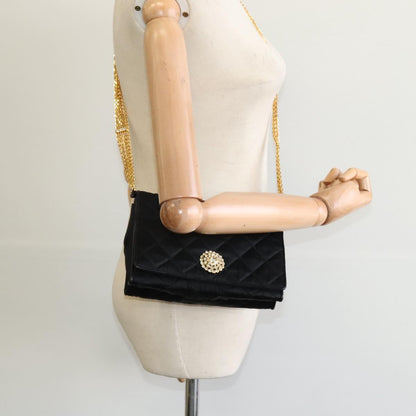 Chanel Chain Shoulder Bag Silk, BLACK, SATIN, Shoulder bag