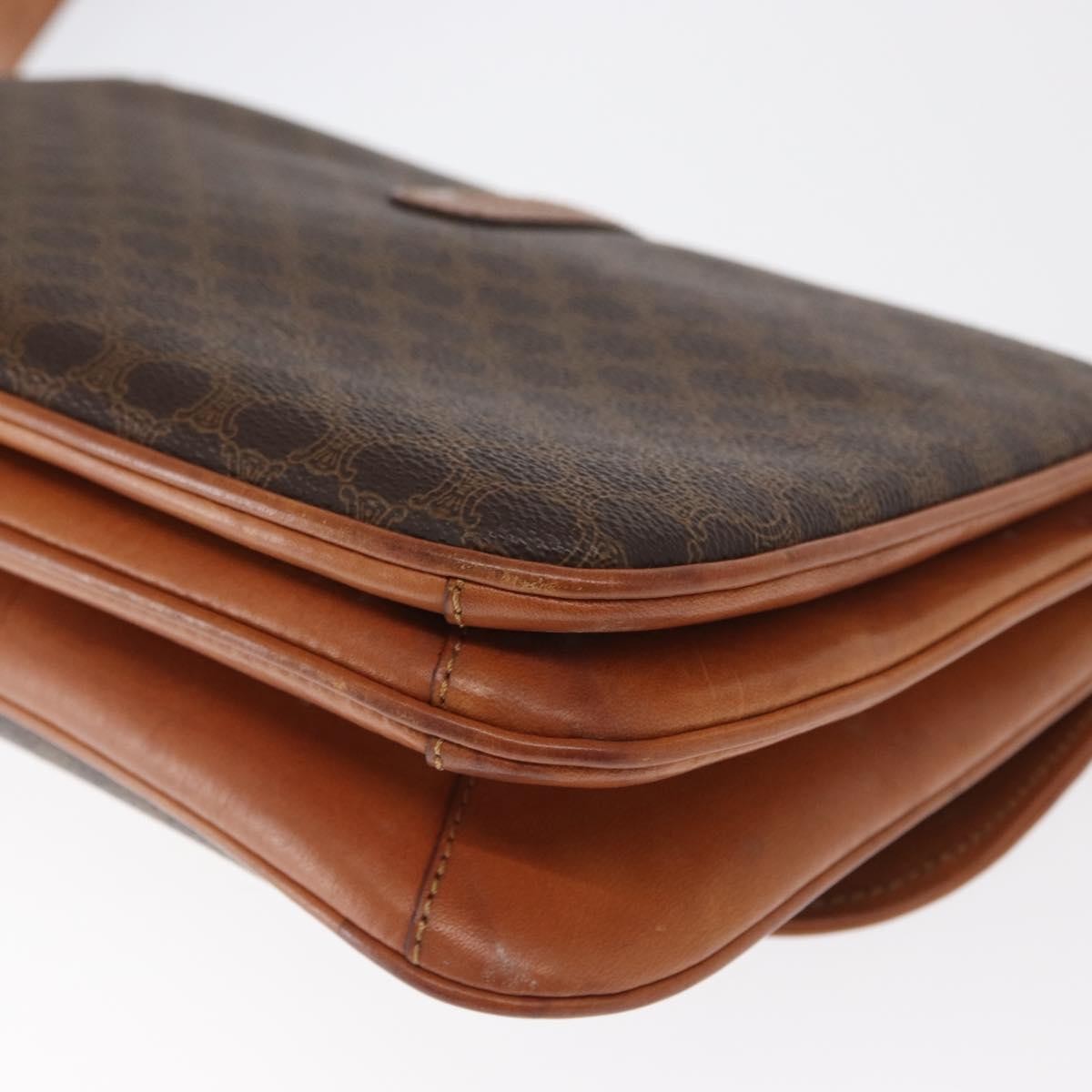 Celine Vintage Macadam Shoulder Bag Canvas and Leather, BROWN, CANVAS, Shoulder bag