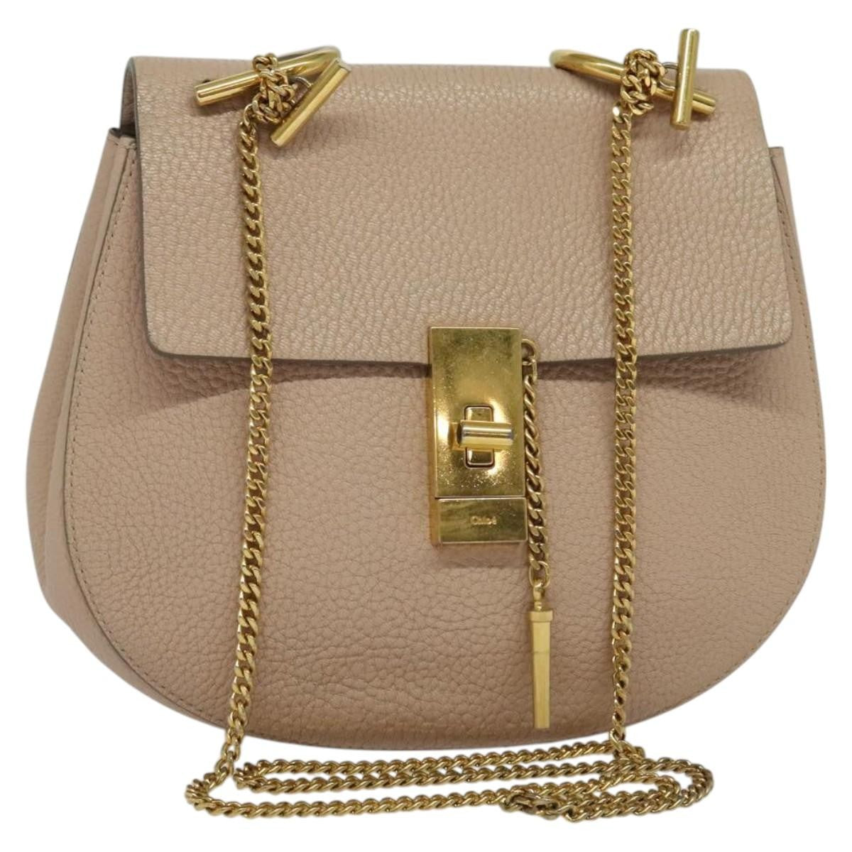 Chloe Drew Shoulder Bag Leather, PINK, LEATHER, Shoulder bag