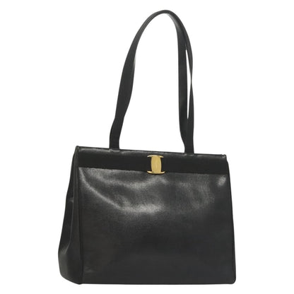 Salvatore Ferragamo Vintage Vara Bow Tote Lizard Embossed Leather, BLACK, LEATHER, Tote bag