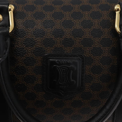 Celine Vintage Duffle Bag Macadam Coated Canvas, Black, Canvas, Handbag