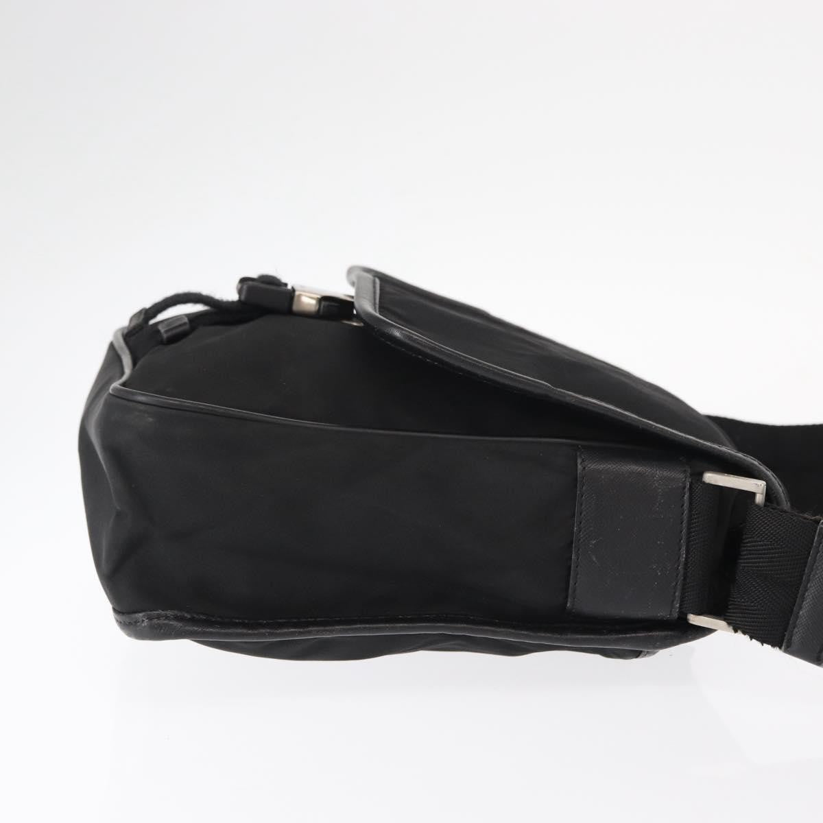Prada Logo Flap Messenger Bag Tessuto, Black, Nylon, Shoulder Bag