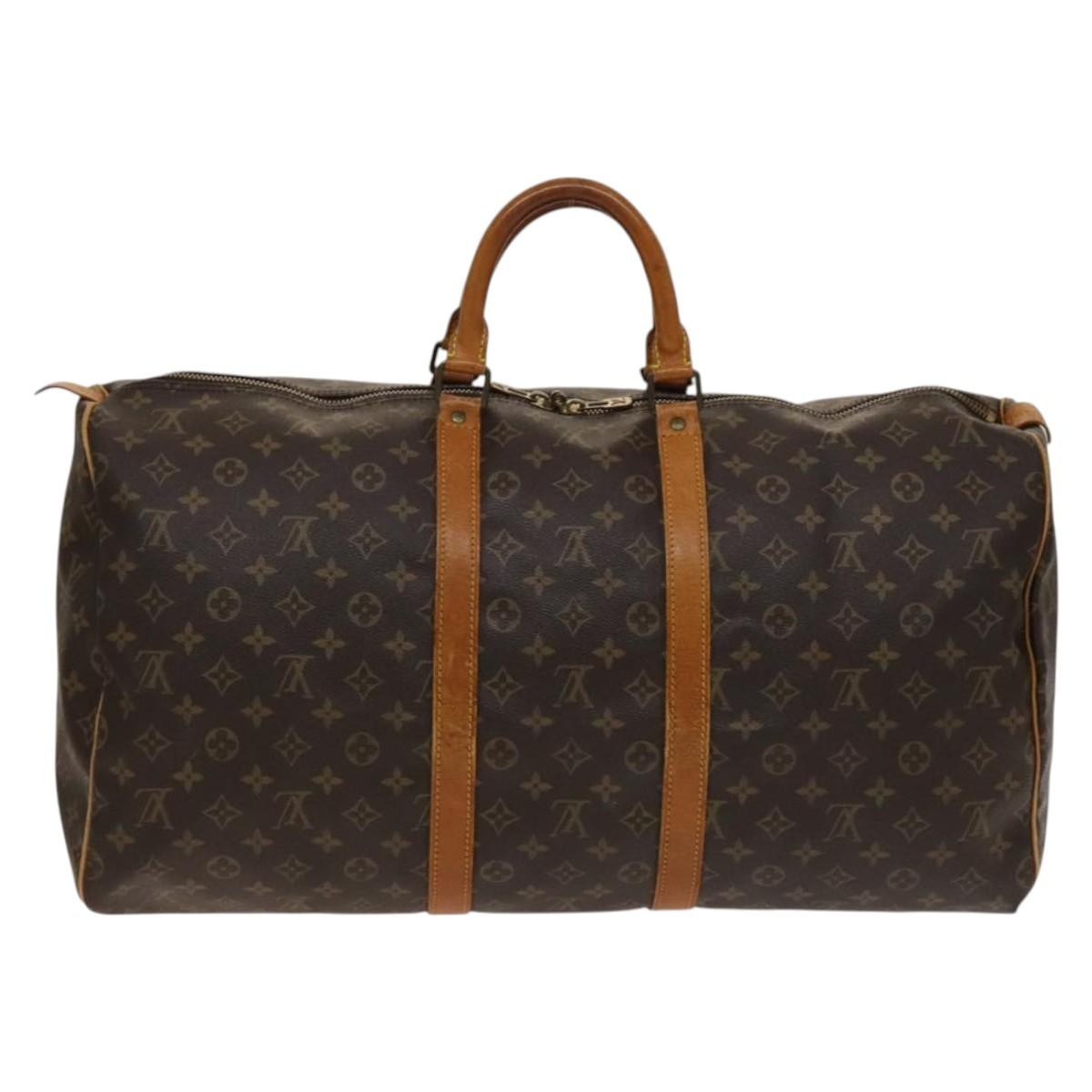 Louis Vuitton Keepall Bag Monogram Canvas, BROWN, CANVAS, Travel bag
