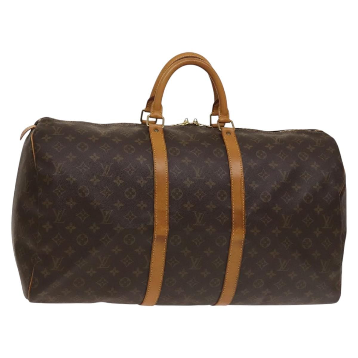 Louis Vuitton Keepall Bag Monogram Canvas, BROWN, CANVAS, Travel bag