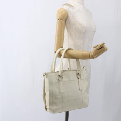 Salvatore Ferragamo Gancini handbag Leather, WHITE, LEATHER, Handbag