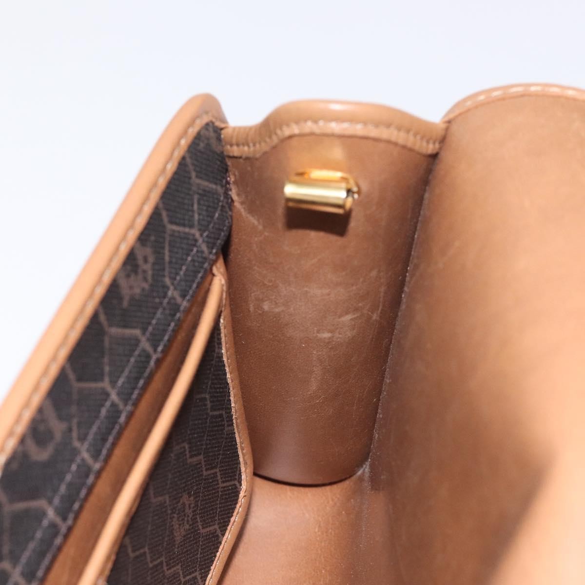 Christian Dior Vintage Honeycomb Flap Crossbody Bag Coated Canvas, BLACK, CANVAS, Crossbody bag