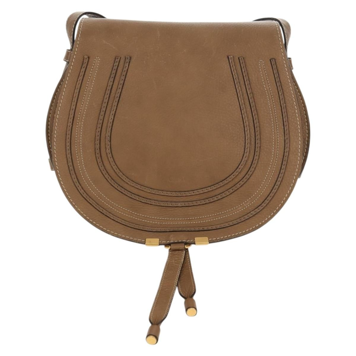 Chloe Marcie Saddle Bag Leather, BEIGE, LEATHER, Shoulder bag