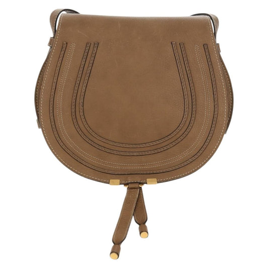 Chloe Marcie Saddle Bag Leather, BEIGE, LEATHER, Shoulder bag