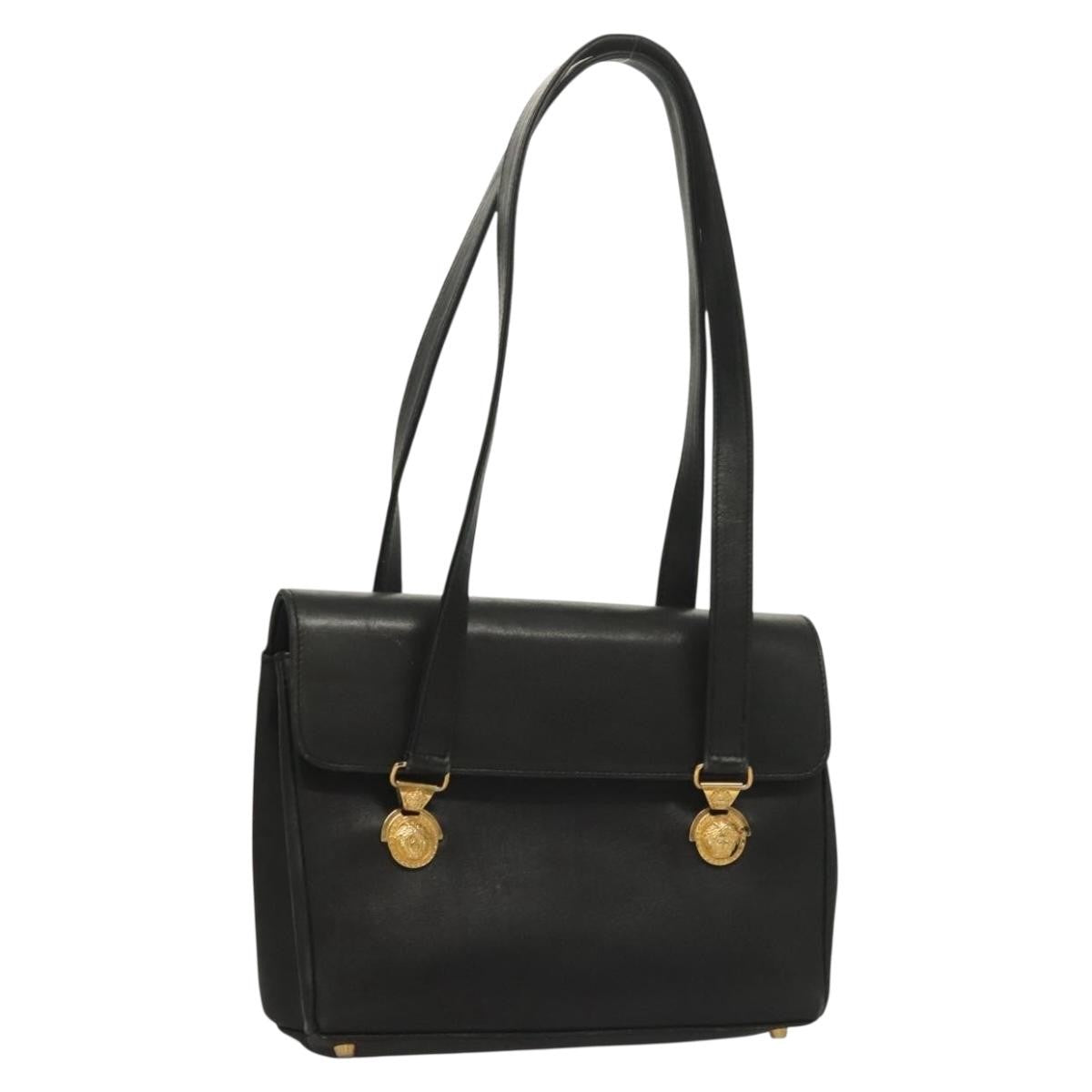 Versace Vintage Flap Shoulder Bag Leather, GOLD, LEATHER, Shoulder bag