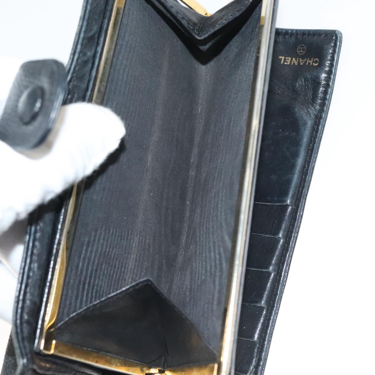 Chanel Vintage CC Bifold Wallet Leather, BLACK, LEATHER, Wallets
