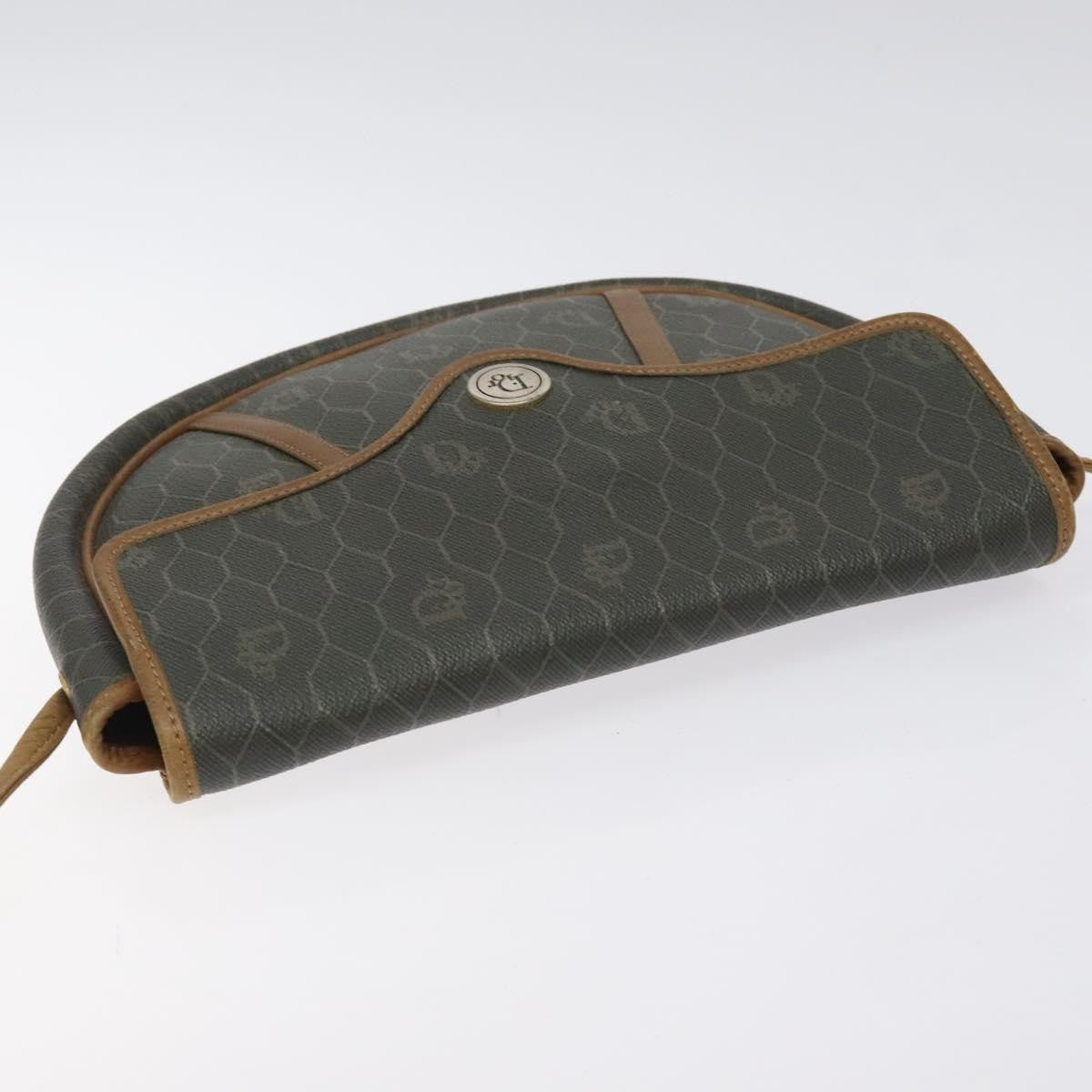 Christian Dior Vintage Honeycomb Flap Crossbody Bag Coated Canvas, GRAY, CANVAS, Crossbody bag