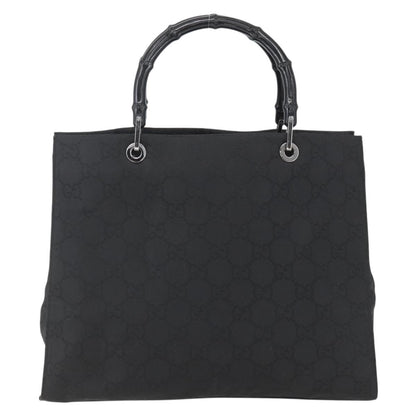 Gucci Vintage Bamboo Handle Tote GG Nylon, Black, Nylon, Tote Bag