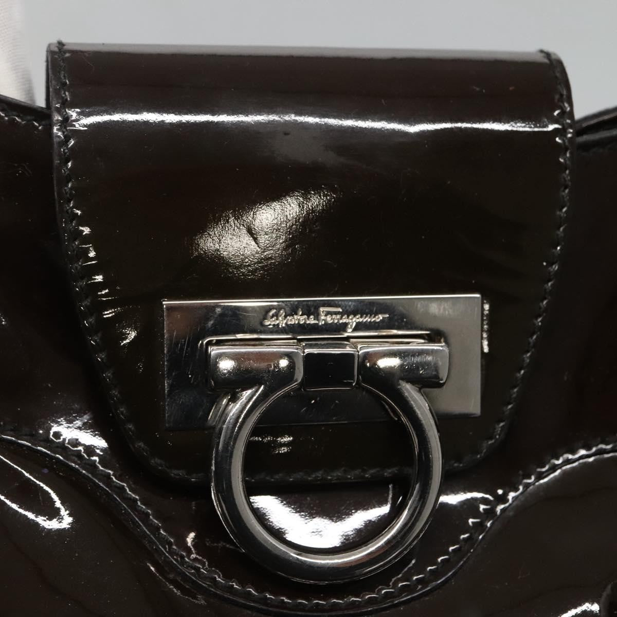 Salvatore Ferragamo Marisa Satchel Patent leather, BROWN, PATENT_LEATHER, Tote bag