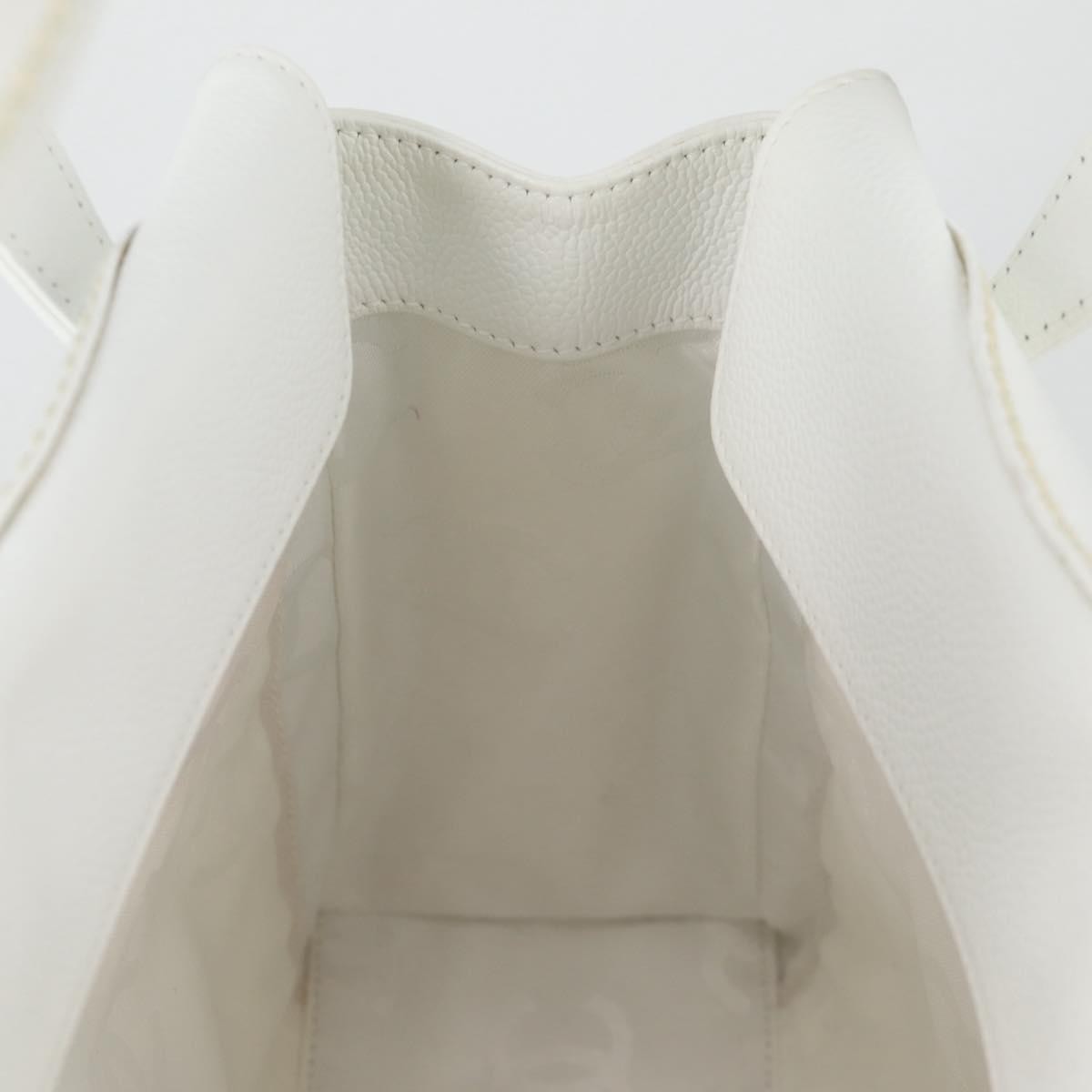 Chanel CC Stitch Tote Caviar, WHITE, LEATHER, Handbag