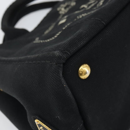 Prada Canapa Open Tote Canvas, BLACK, CANVAS, Tote bag