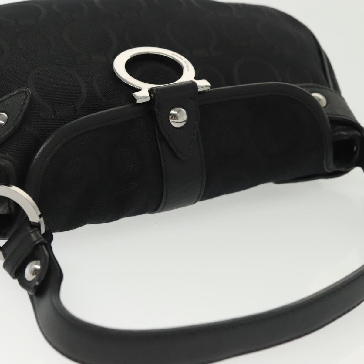 Salvatore Ferragamo Gancini handbag Canvas, BLACK, CANVAS, Handbag