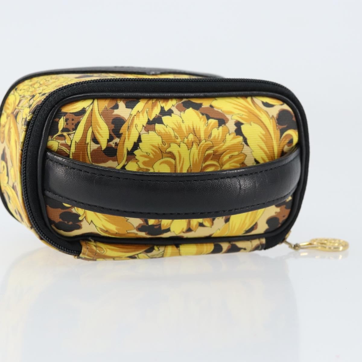 Versace Vanity Hand Bag Canvas and Leather, GOLD, LEATHER, Clutche & pouche