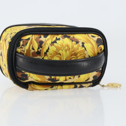 Versace Vanity Hand Bag Canvas and Leather, GOLD, LEATHER, Clutche & pouche