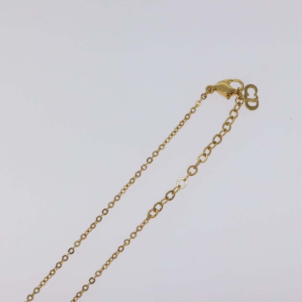 Christian Dior Logo Heart Pendant Necklace Metal with Crystal, GOLD, METAL, Necklace