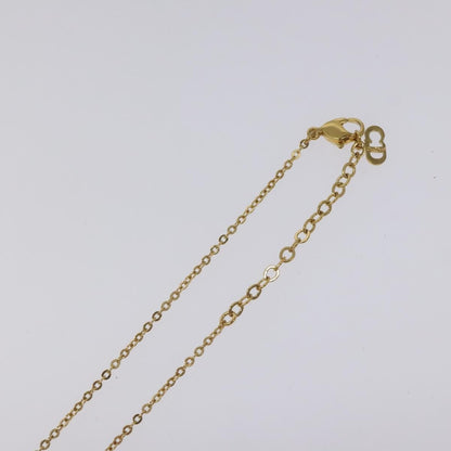 Christian Dior Logo Heart Pendant Necklace Metal with Crystal, GOLD, METAL, Necklace