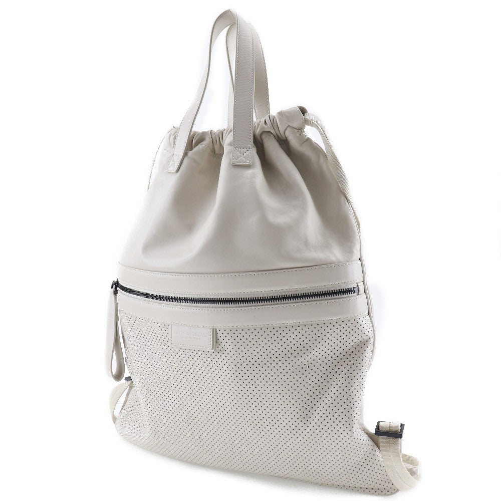 Bottega Veneta Drawstring Backpack Perforated Leather, BEIGE, CALFSKIN, Backpack