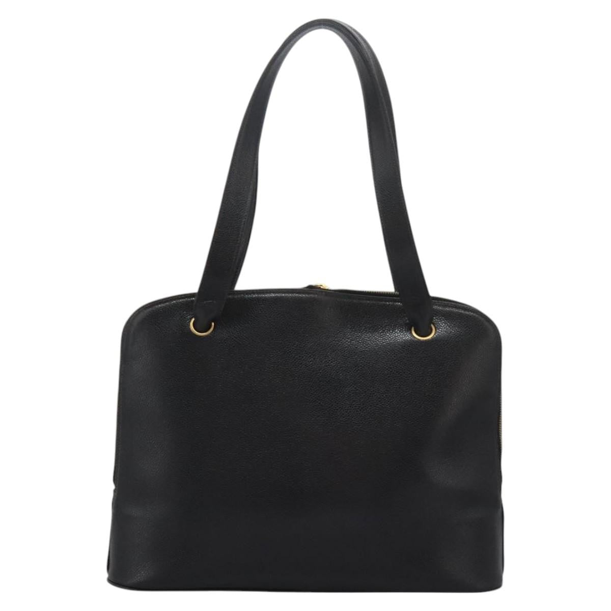 Chanel Vintage CC Dome Bag Leather, BLACK, LEATHER, Tote bag