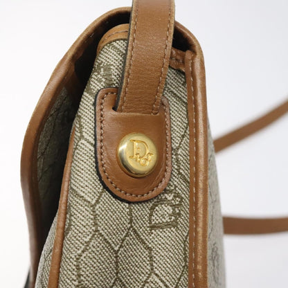 Christian Dior Vintage Honeycomb Flap Crossbody Bag Coated Canvas, BEIGE, CANVAS, Crossbody bag