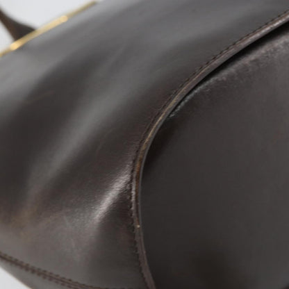 Celine Circle logo Leather, BROWN, LEATHER, Shoulder bag