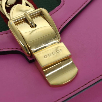 Gucci Sylvie Chain Shoulder Bag Leather, PINK, LEATHER, Shoulder bag