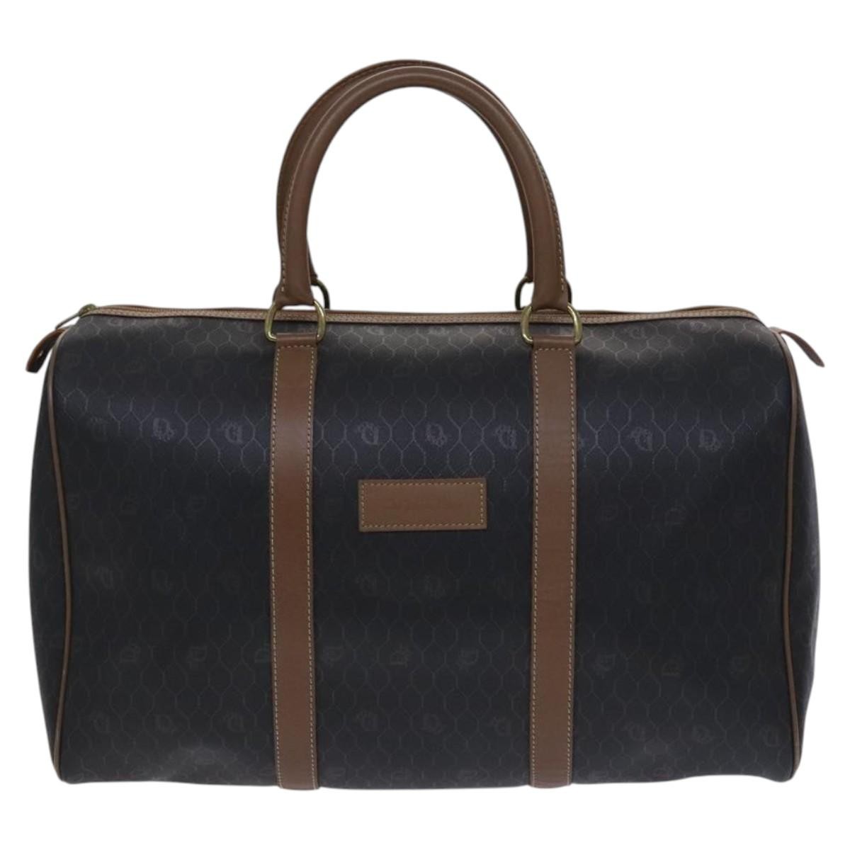 Christian Dior Vintage Honeycomb Handbag Canvas Leather, BLACK, CANVAS, Handbag