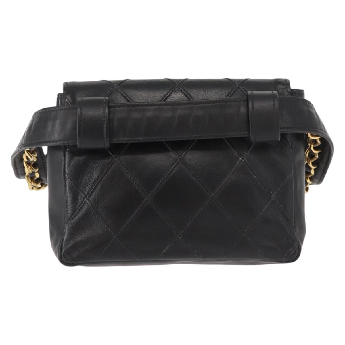 Chanel Vintage Flap Waist Bag Leather, BLACK, LEATHER, Clutche & pouche