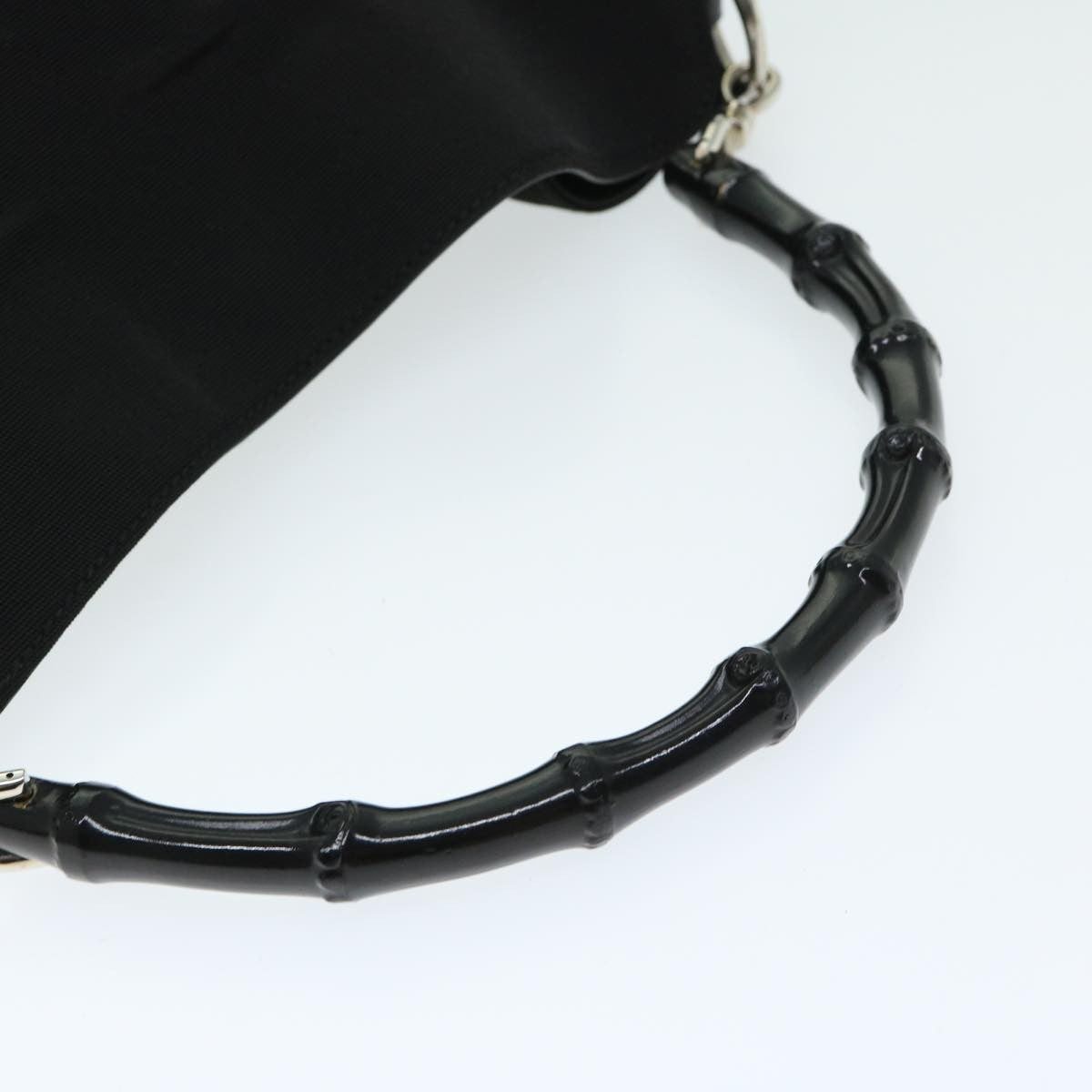 Gucci Vintage Bamboo Handle Bag Nylon, Black, Nylon, Handbag