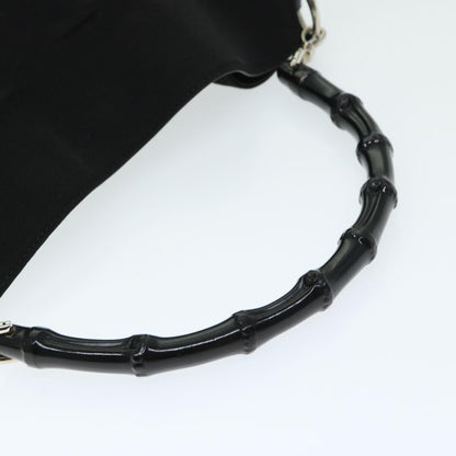 Gucci Vintage Bamboo Handle Bag Nylon, Black, Nylon, Handbag