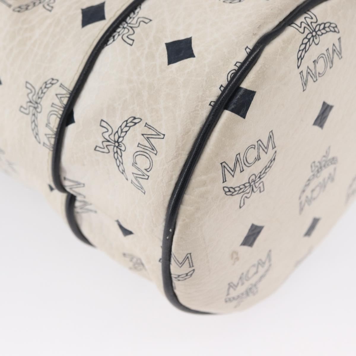MCM Drawstring Shoulder Bag Leather, WHITE, PVC, Shoulder bag