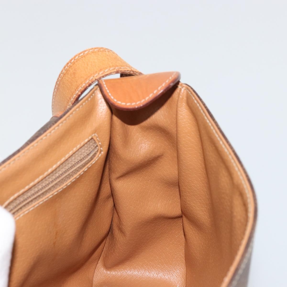 Celine Vintage Macadam Shoulder Bag Canvas and Leather, Brown, Canvas, Shoulder Bag