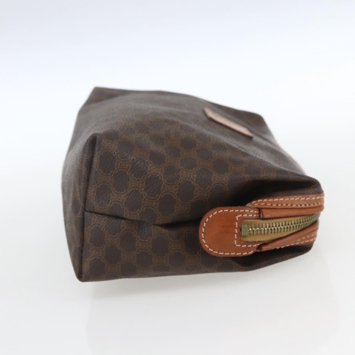 Celine Vintage Toiletry Pouch Macadam Coated Canvas, BROWN, CANVAS, Clutche & pouche