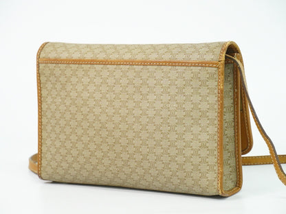 Celine Vintage Macadam Shoulder Bag Canvas, BEIGE, CANVAS, Shoulder bag