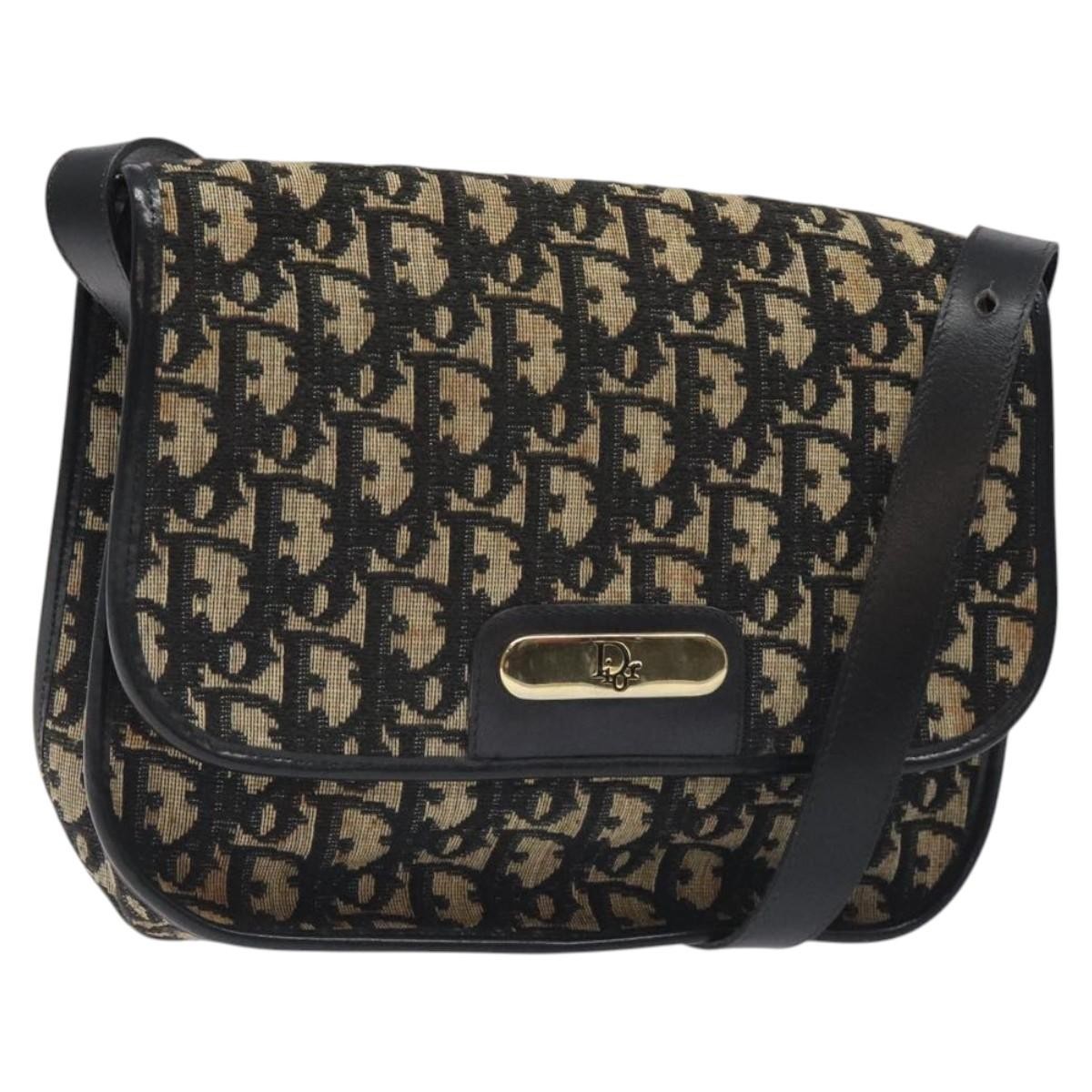 Christian Dior Vintage Flap Crossbody Bag Canvas, BLACK, CANVAS, Shoulder bag