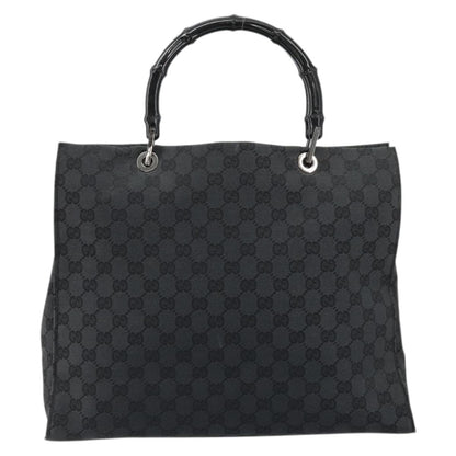 Gucci Vintage Bamboo Handle Tote GG Nylon, Black, Nylon, Tote Bag