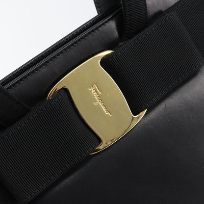 Salvatore Ferragamo Convertible Vara Bow Tote Leather, BLACK, LEATHER, Handbag