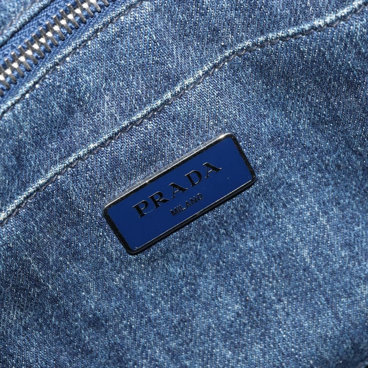 Prada Canapa Open Tote Denim, BLUE, CANVAS, Handbag