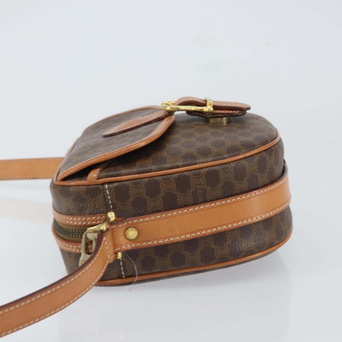 Celine Vintage Macadam Shoulder Bag Canvas and Leather, BROWN, CANVAS, Shoulder bag