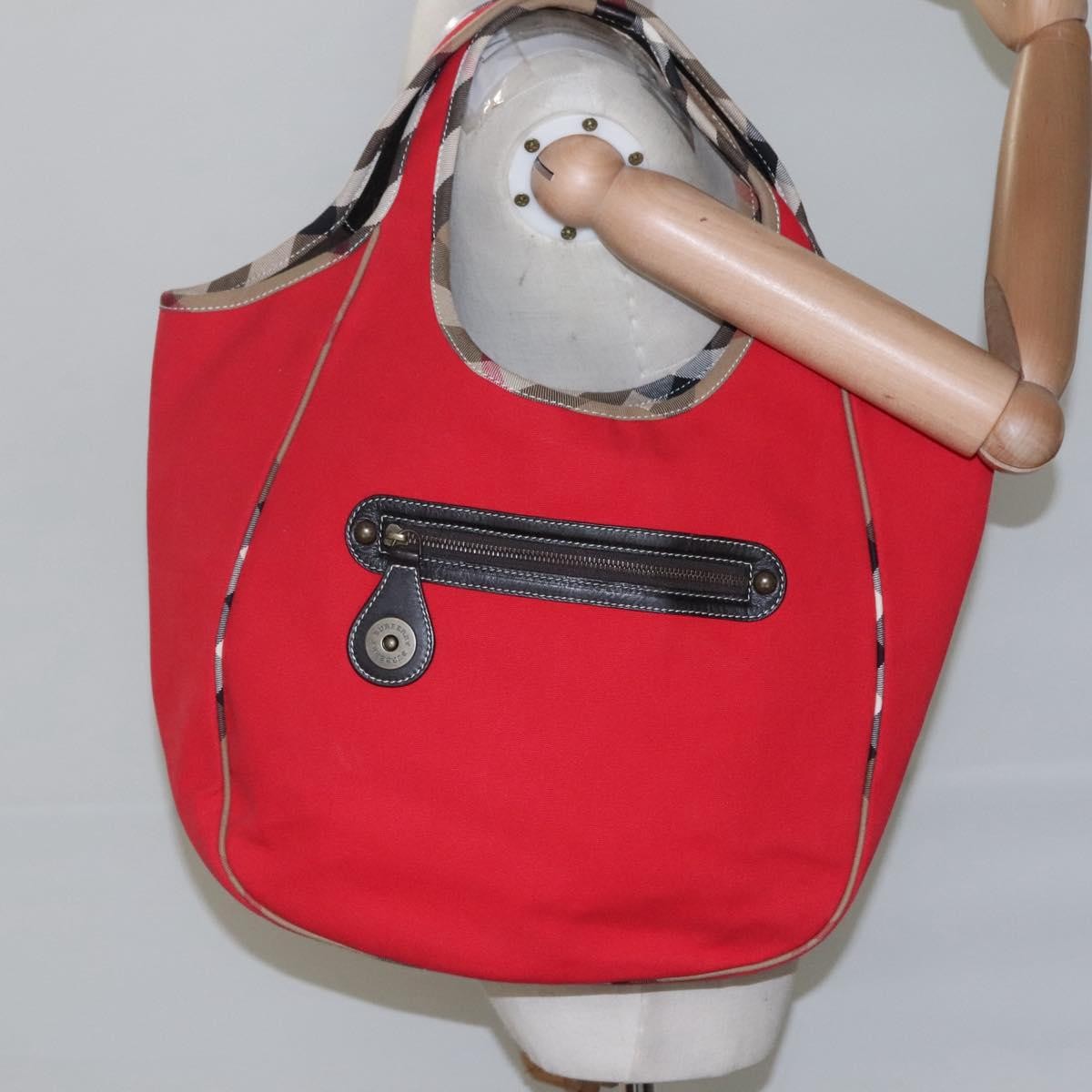 Burberry Shoulder Bag Nova Check Canvas, RED, CANVAS, Shoulder bag